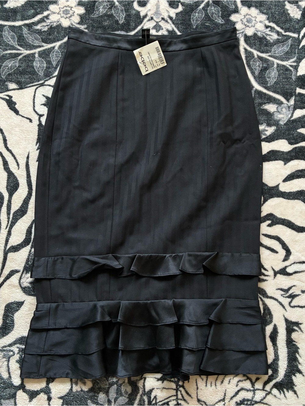 017 - WOMENS VINTAGE 00s BEBE Y2K GORED RUFFLE SKIRT NWT BRAND NEW